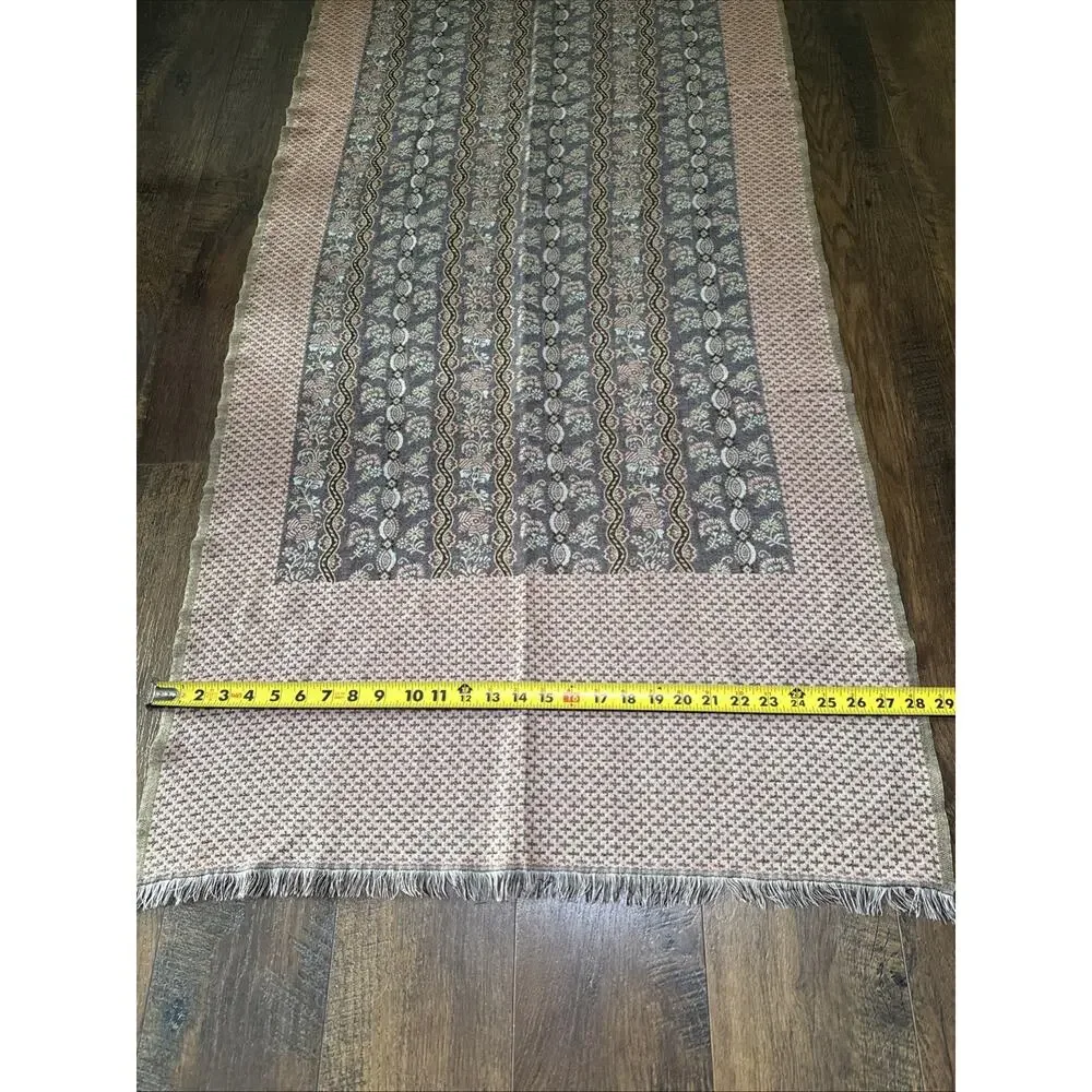 Vintage Signet Wool Woven Throw Wall Hanging Table Runner 80x28 India Floral